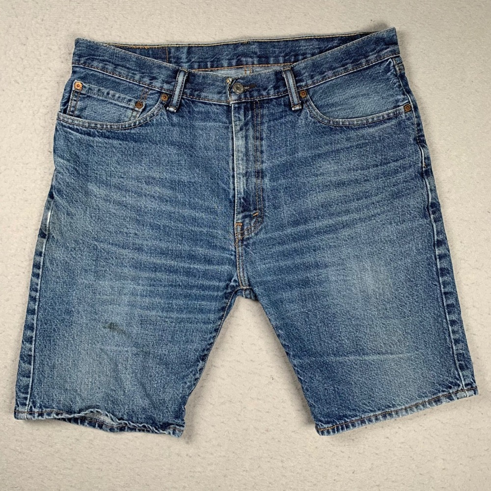 Levi's 505 Denim Shorts Mens 36 Blue Regular Fit Medium Wash Jorts Summer